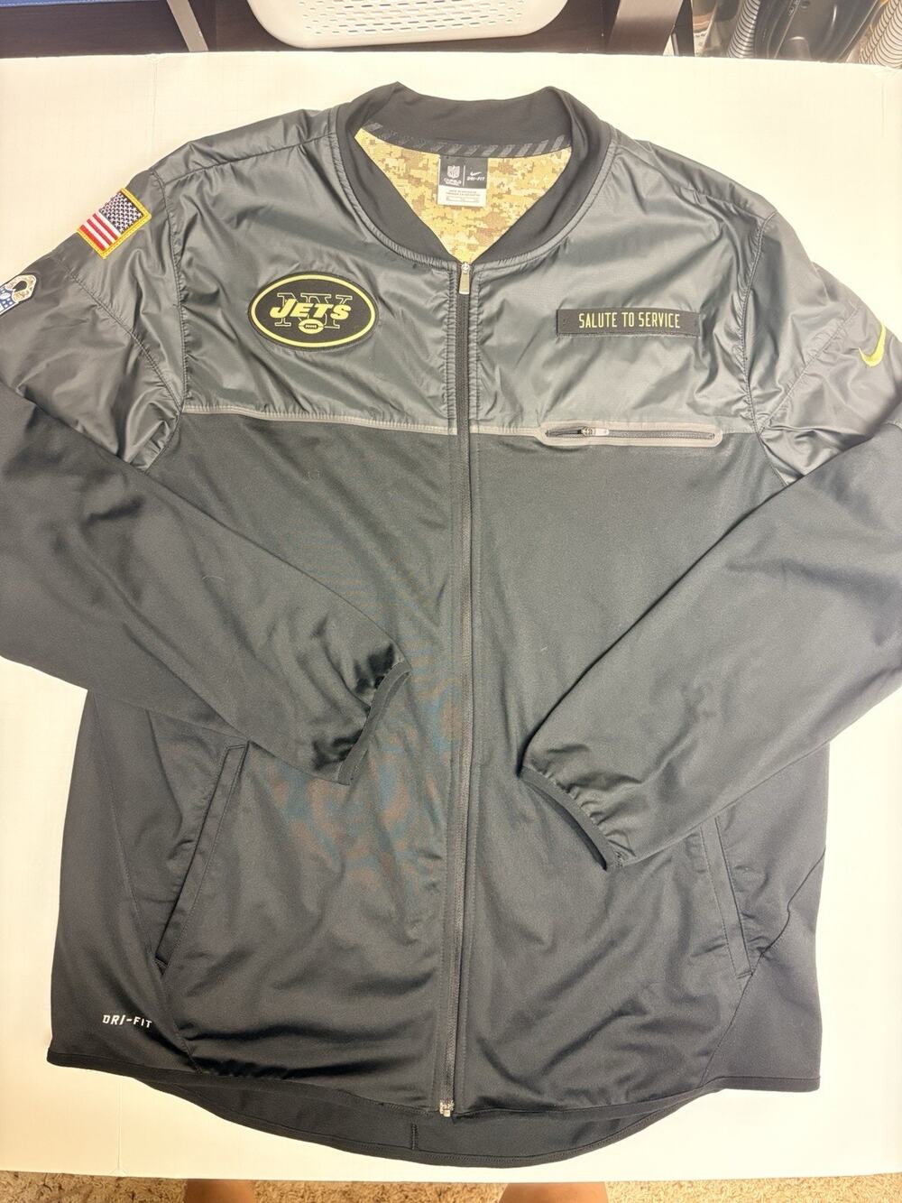 Nike NFL on field NY jets Salute to service Full zip jacket football men XL